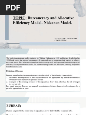 洋書 The Budget-Maximizing Bureaucrat Niskanen's Budget-Maximizing Model | PDF | Economics | Bureaucracy