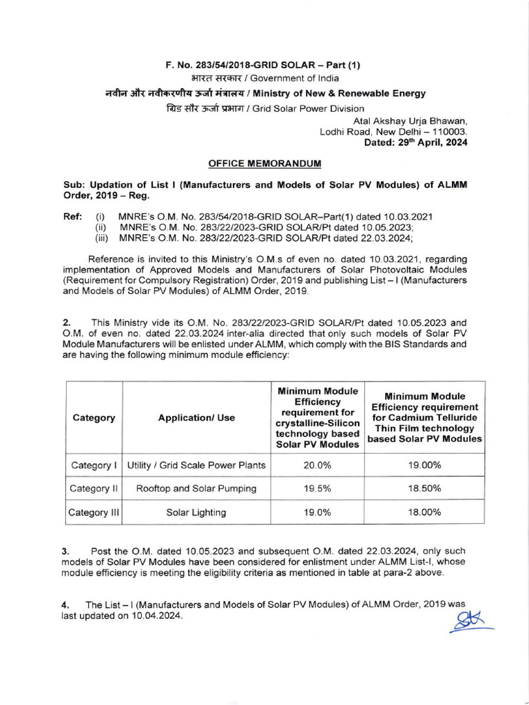 MNRE Solar PV Modules List Update 2024 | PDF | Solar Power | Photovoltaics