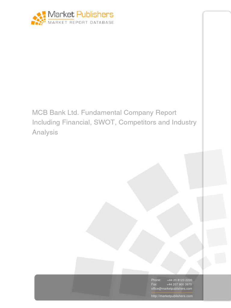 MCB Bank Ltd. Financial & SWOT Analysis | PDF | Banks | Revenue