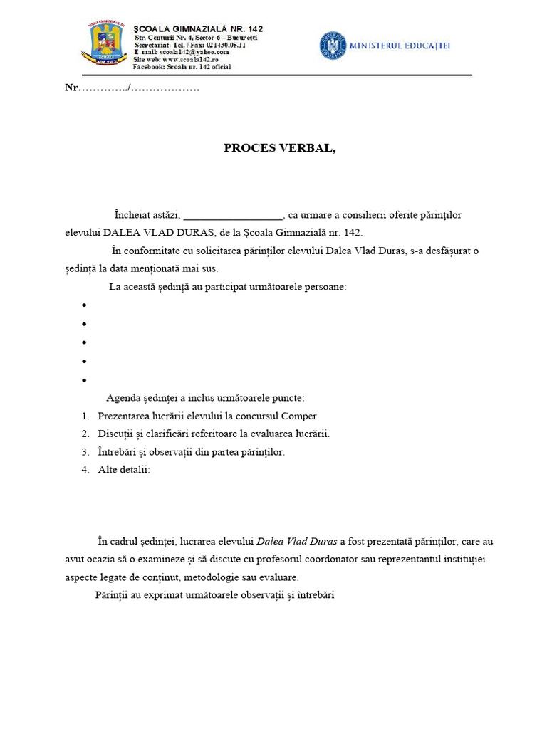 Proces Verbal | PDF