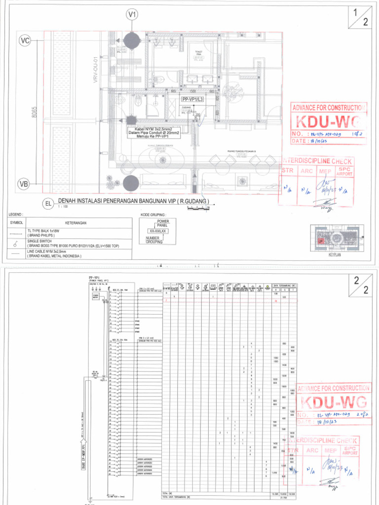 El-Vp1-Adv-029 - Denah Instalasi Penerangan Bangunan Vip (R.gudang) | PDF
