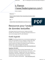 Ressources Pour L'analyse de Données Textuelles - Frédéric Pierron