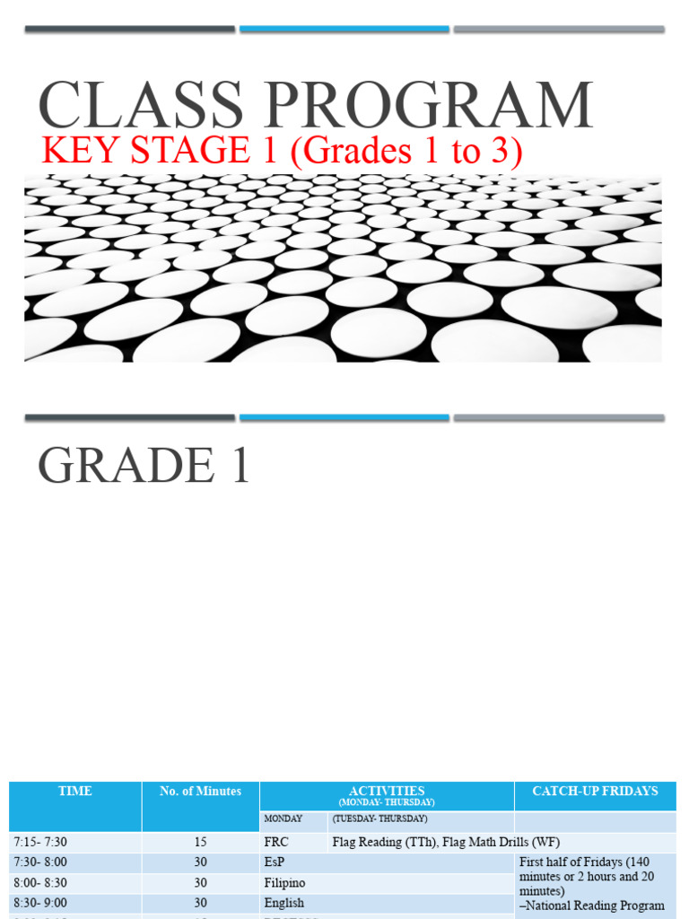 Grade 1-3 Class Program Schedule | PDF
