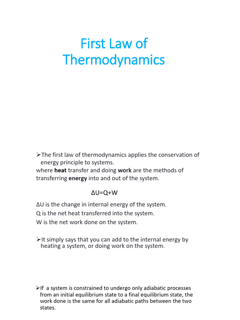 SU 3 First Law of Thermodynamics1 | PDF | Heat | Temperature