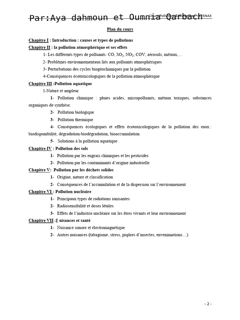 Types et causes de la pollution | PDF | Pollution de l'air | Pollution ...