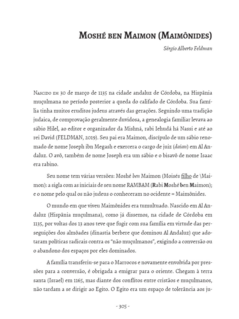 Maimônides: Vida e Obras de um Sábio Judaico | PDF | Talmude | Judaísmo