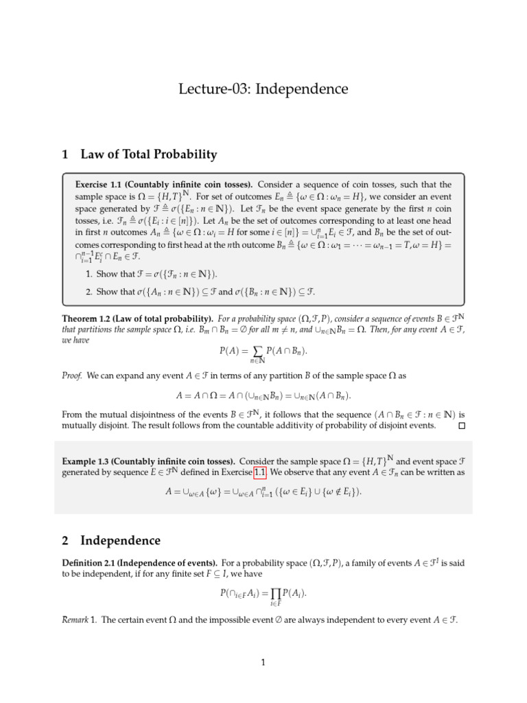 Lecture 03 | PDF | Probability | Mathematical Analysis