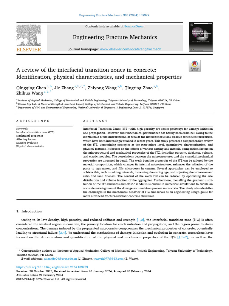 A Review of The Interfacial Transition Zones in Concrete-Identification ...