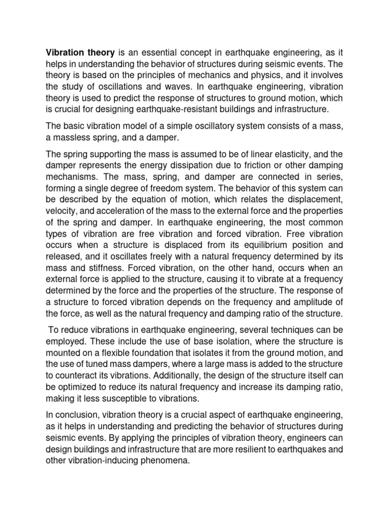 Vibration Theory in Earthquake Engineering | PDF | Damping | Oscillation
