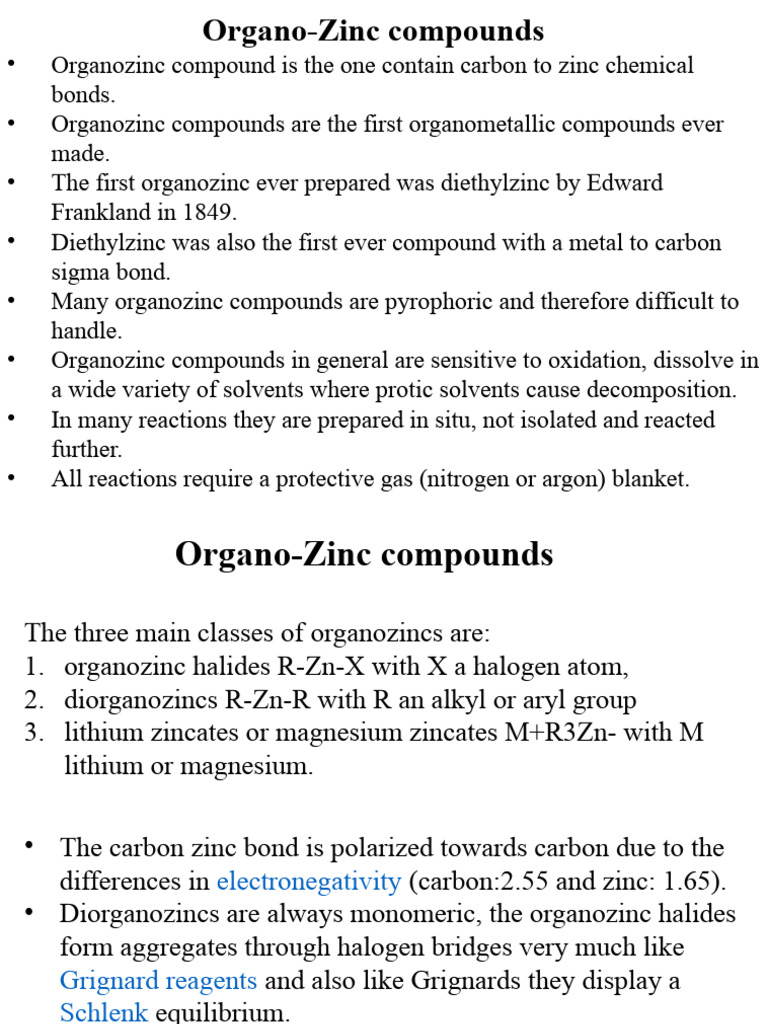 Overview of Organo-Zinc Compounds | PDF | Science & Mathematics
