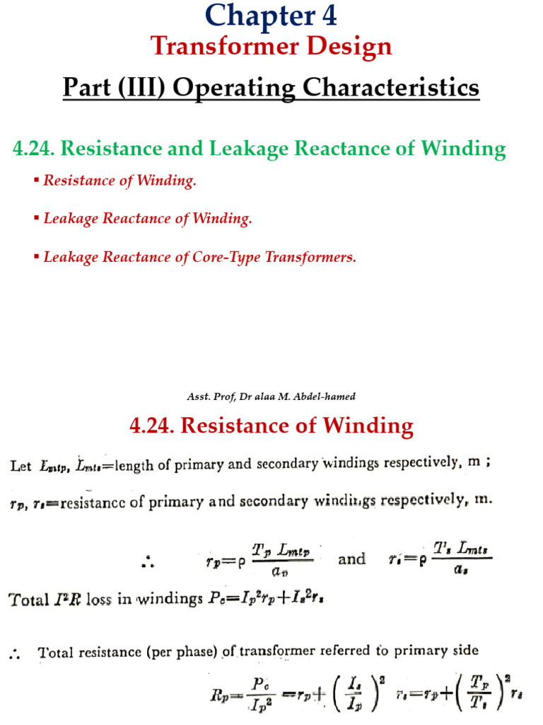 Transformer Winding Resistance & Reactance | PDF