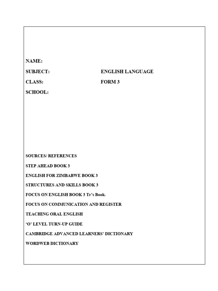 Form 3 English Language Scheme | PDF | Reading Comprehension | English ...
