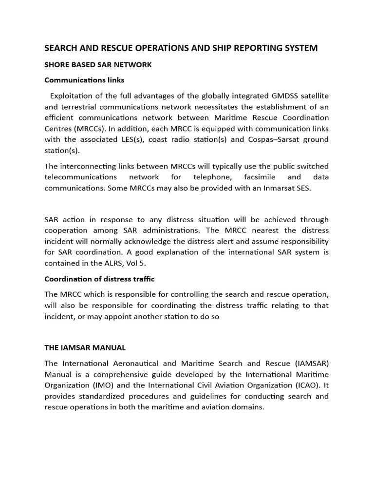 IAMSAR Manual Overview and Communication | PDF | Search And Rescue ...