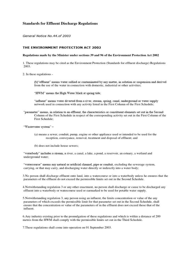 Effluent Discharge Standards 2003 | PDF | Organic Compounds | Chemistry