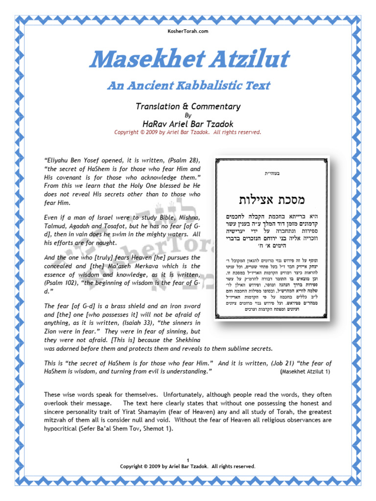 Masekhet Azilut | PDF | Wisdom | Kabbalah