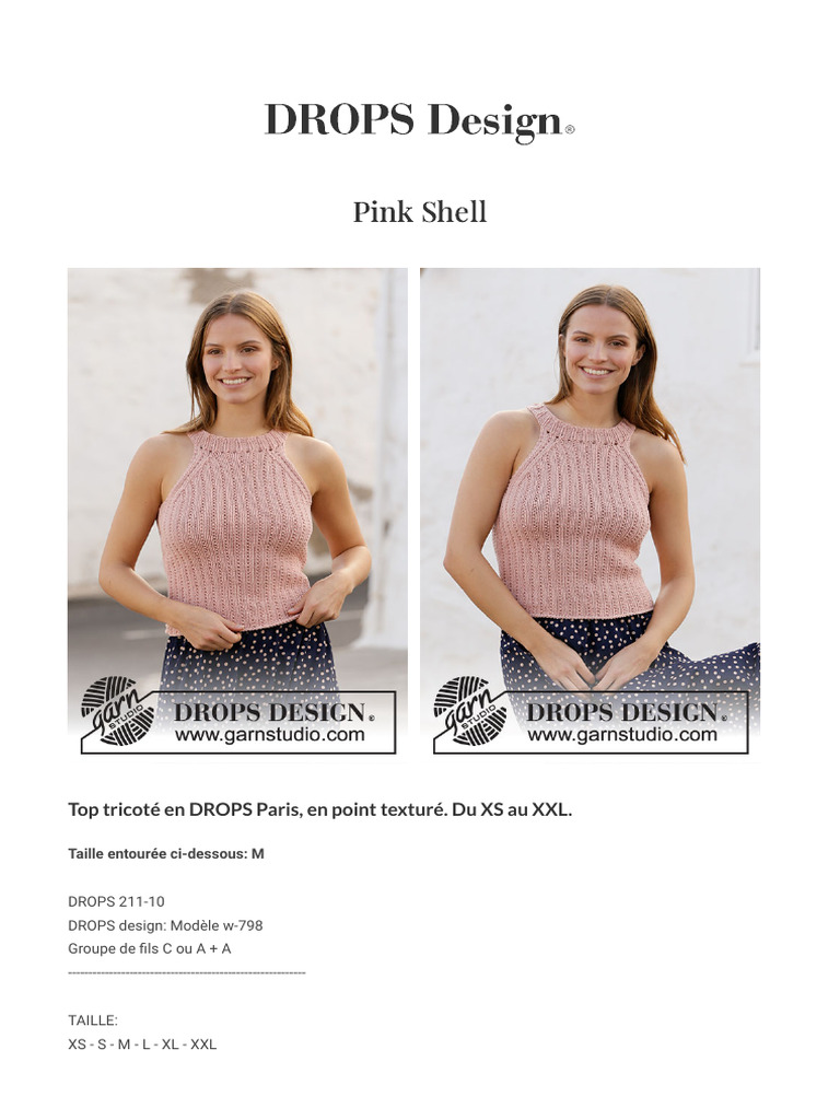 Pink Shell - Top Tricoté en DROPS Paris, en Point Texturé. Du XS Au XXL ...