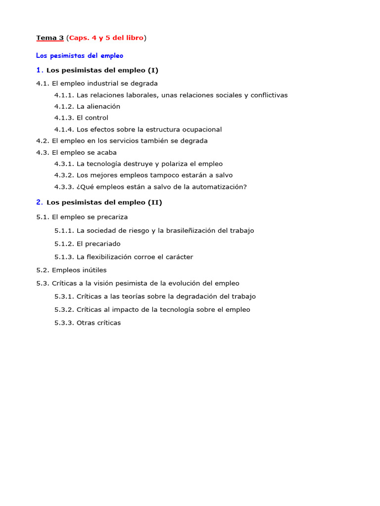 TEMA 3 (Caps. 4 y 5) - Los Pesimistas Del Empleo | PDF | Empleo | La ...