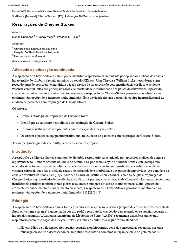 Entendendo a Respiração de Cheyne-Stokes | PDF | Fisiologia | Doenças ...