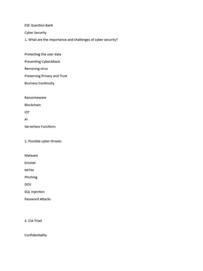 ESE Cyber Security Question Bank | PDF | Port (Computer Networking ...
