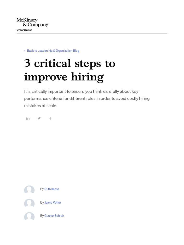 3 Critical Steps To Improve Hiring - McKinsey & Company1 | PDF | Sales ...