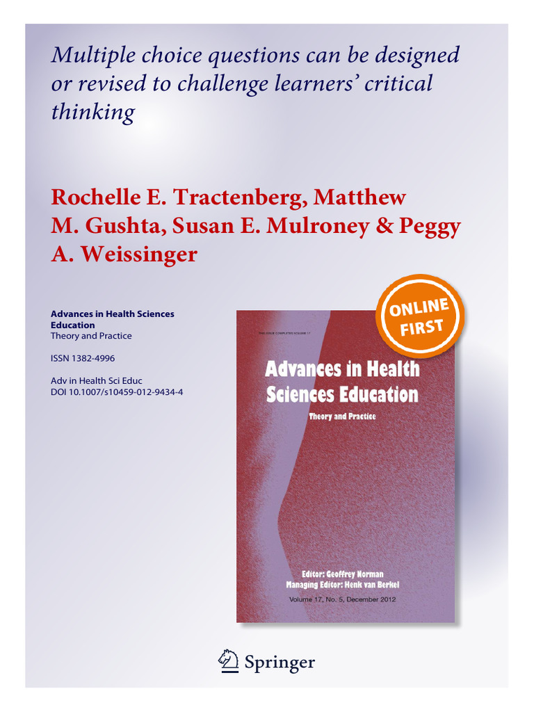 Multiple Choice Questions Can Be Designe | PDF | Expert | Cognition