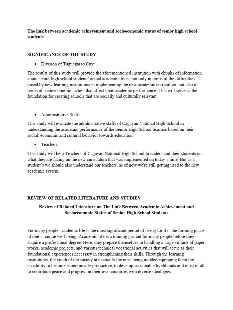 Sos and RRL PDF Socioeconomic Status Social Psychology