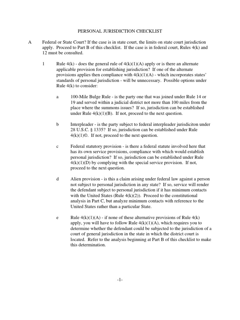 Legal Jurisdiction Guide | PDF | Personal Jurisdiction | Minimum Contacts