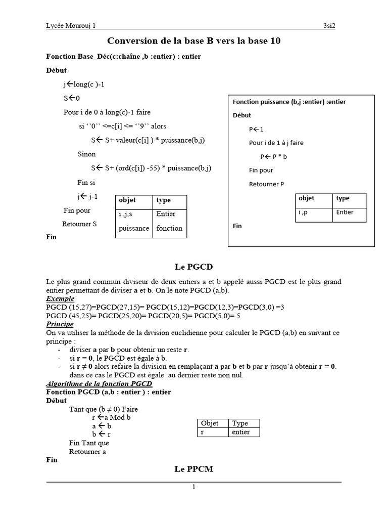 Algorithmes PGCD et PPCM en Python | PDF | Mathématiques élémentaires ...