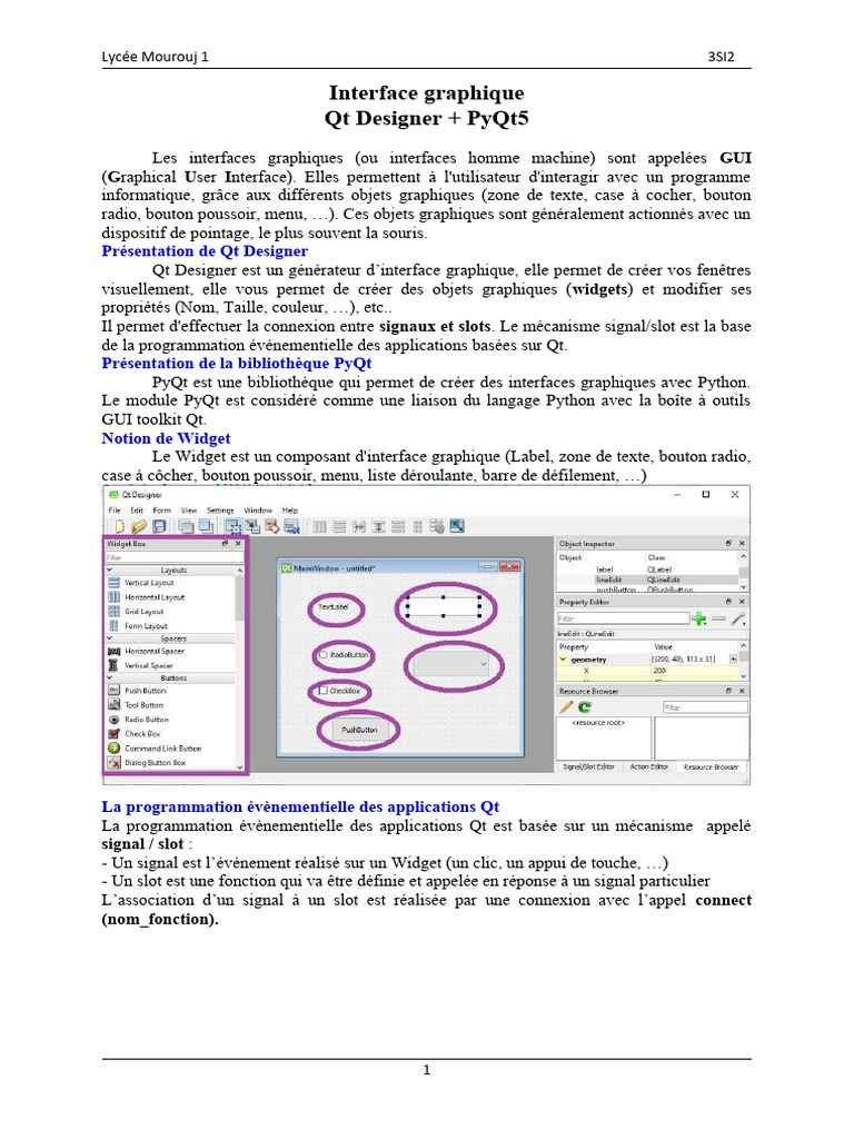 Création d'interfaces graphiques avec PyQt5 | PDF | Interface graphique ...