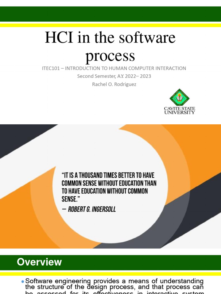 LECTURE 4 HCI in The Software Process | PDF | Usability | Software ...