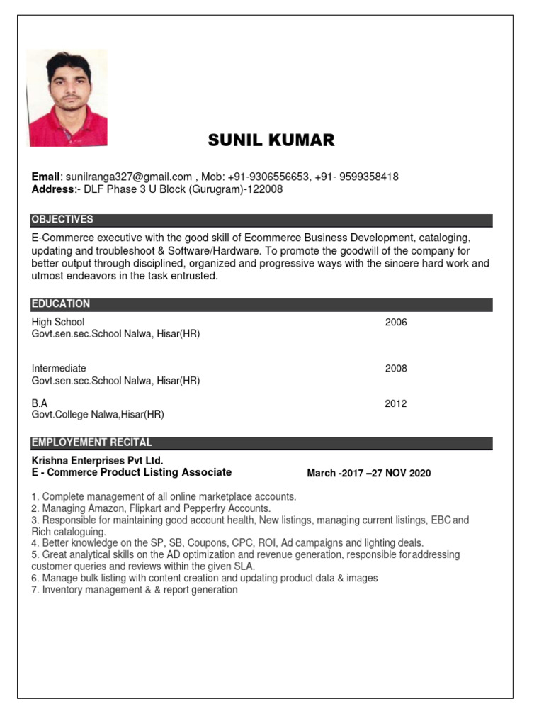 Sunil Kumar AddressDLF Phase 3 U Block (Gurugram) 122008