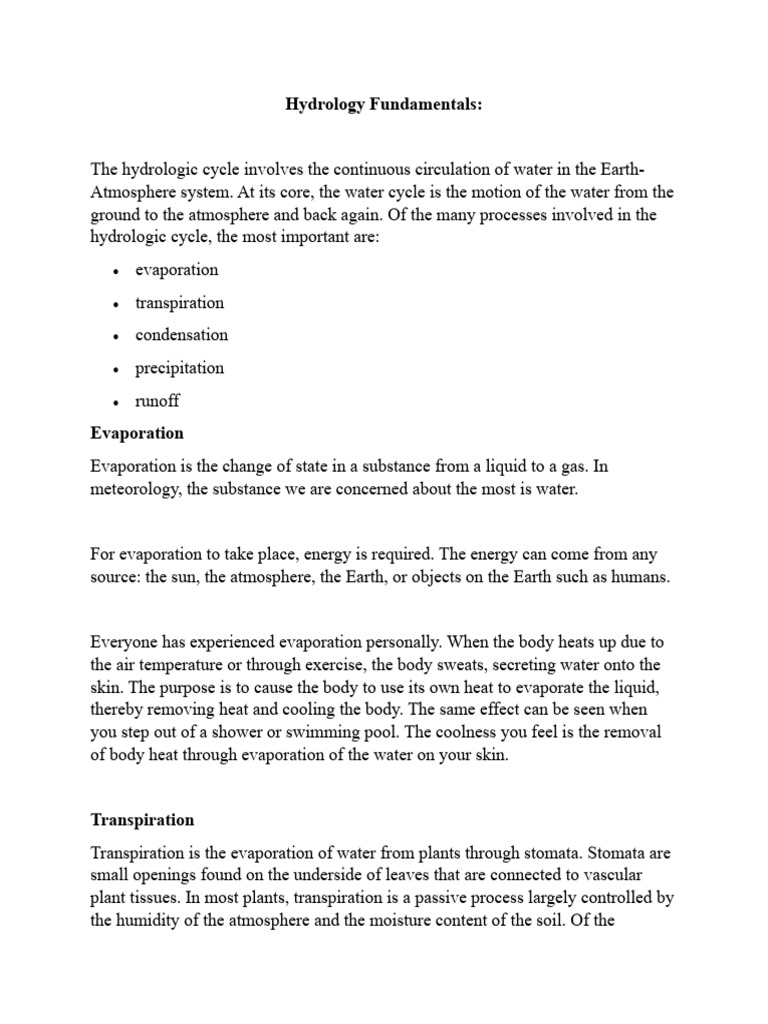 Hydrology Fundamentals Pdf Drainage Basin Evaporation