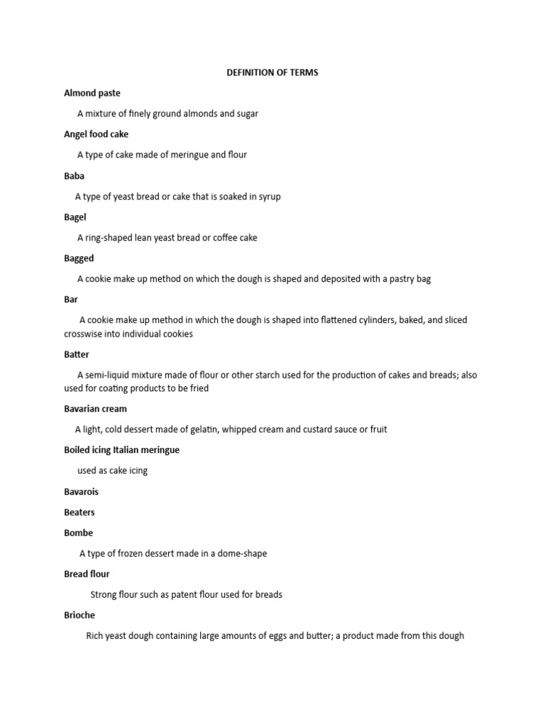 DEFINITION OF TERMS Baking Download Free PDF Cakes Desserts