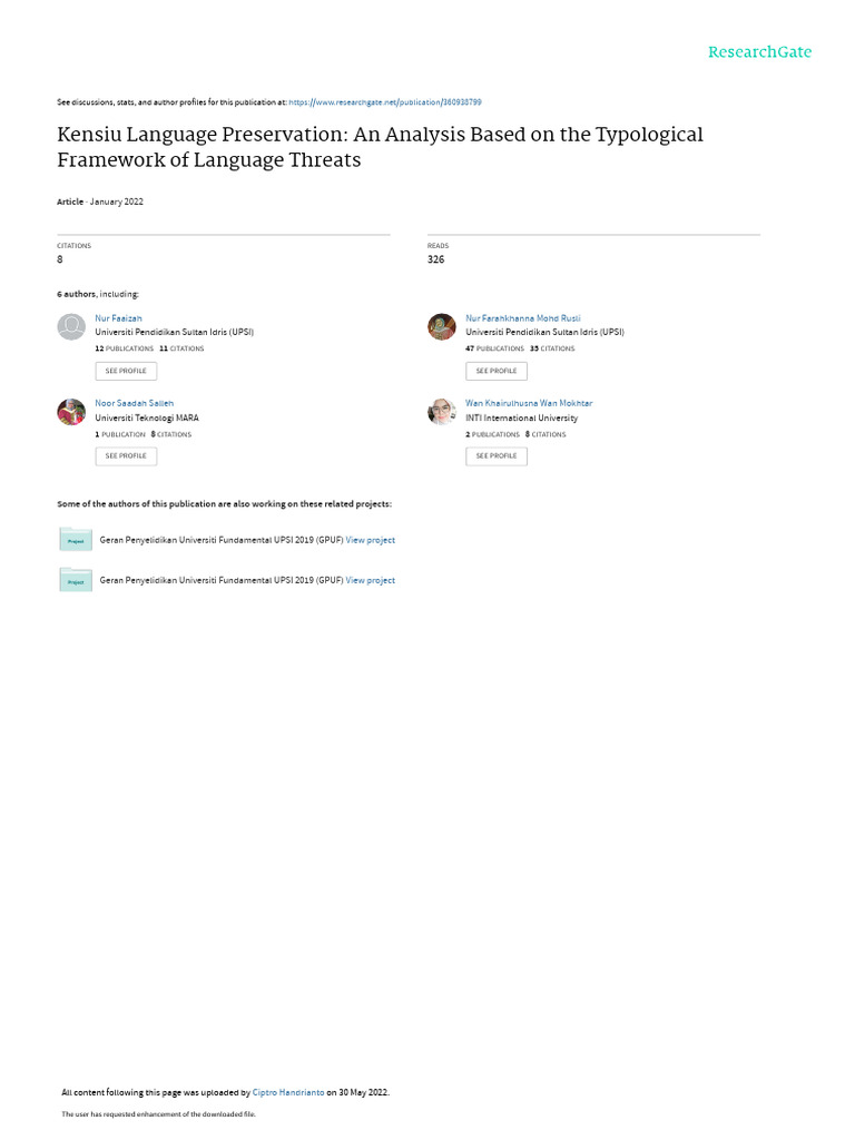 Kensiu Language Preservation Study | PDF | Fluency | Linguistics