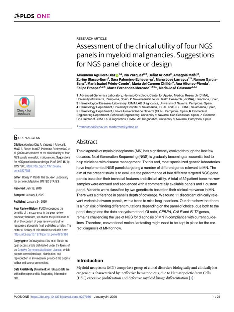 Assessment of The Ckinucal Utility of Four NGS Panels in Myeloid ...