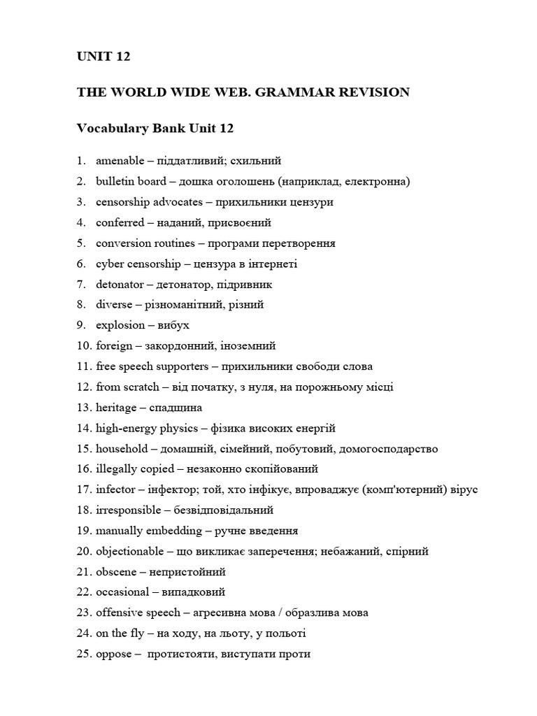 World Wide Web Grammar and Vocabulary Guide | PDF | World Wide Web ...