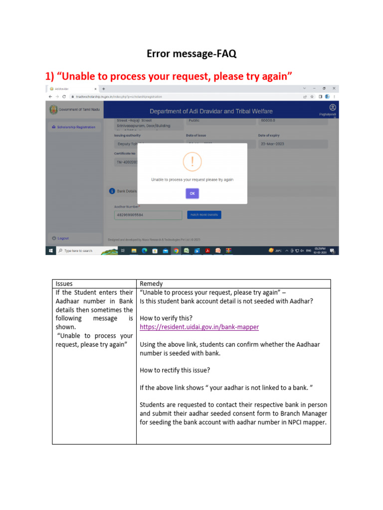 PMSS Error Mess. & Remedy-04!02!2023 | PDF | Identity Document ...