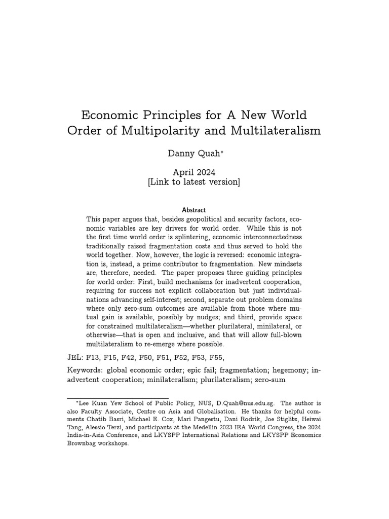 2024.03 Danny - Quah New World Order Multipolarity Multilateralism ...