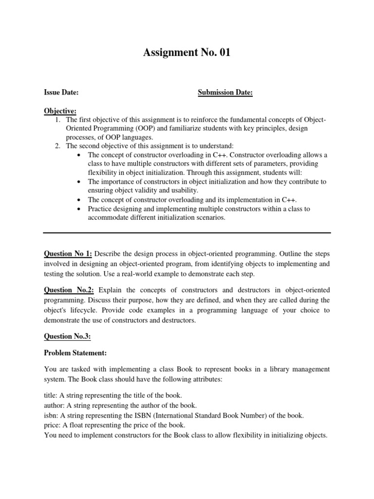 Assignmnet 1 | PDF | Object Oriented Programming | Constructor (Object ...