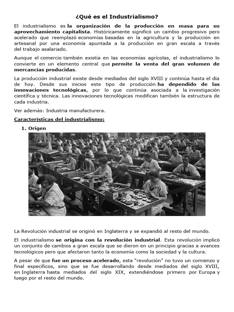 Industrialismo | PDF | Industrialización | Revolución industrial