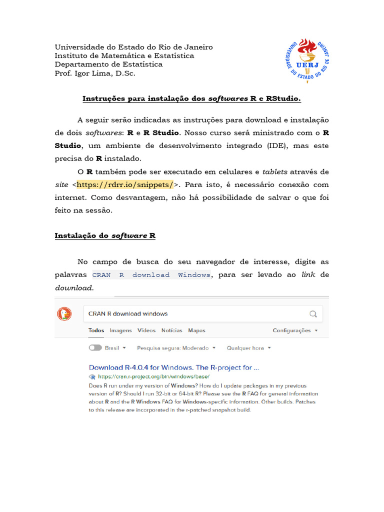 Tutorial de Instalação Do R e RStudio | PDF | Programas | Janela ...