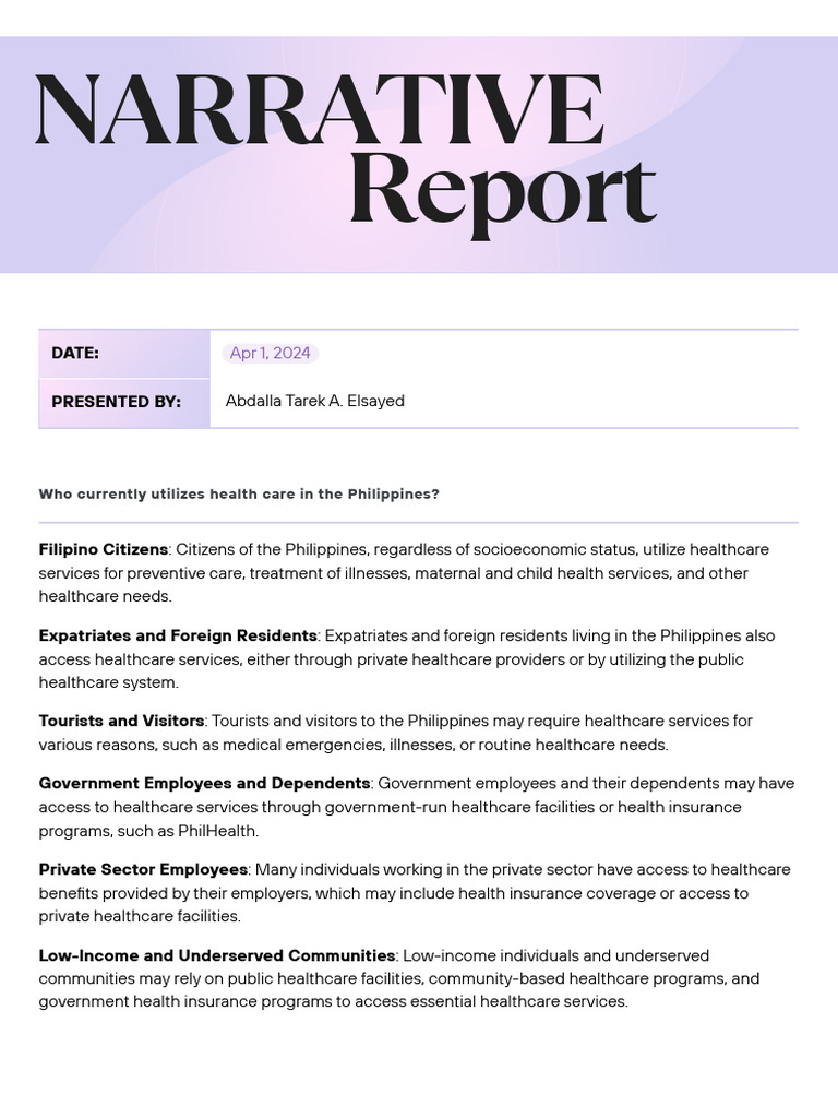 Narrative Report | PDF | Health Care | Public Health