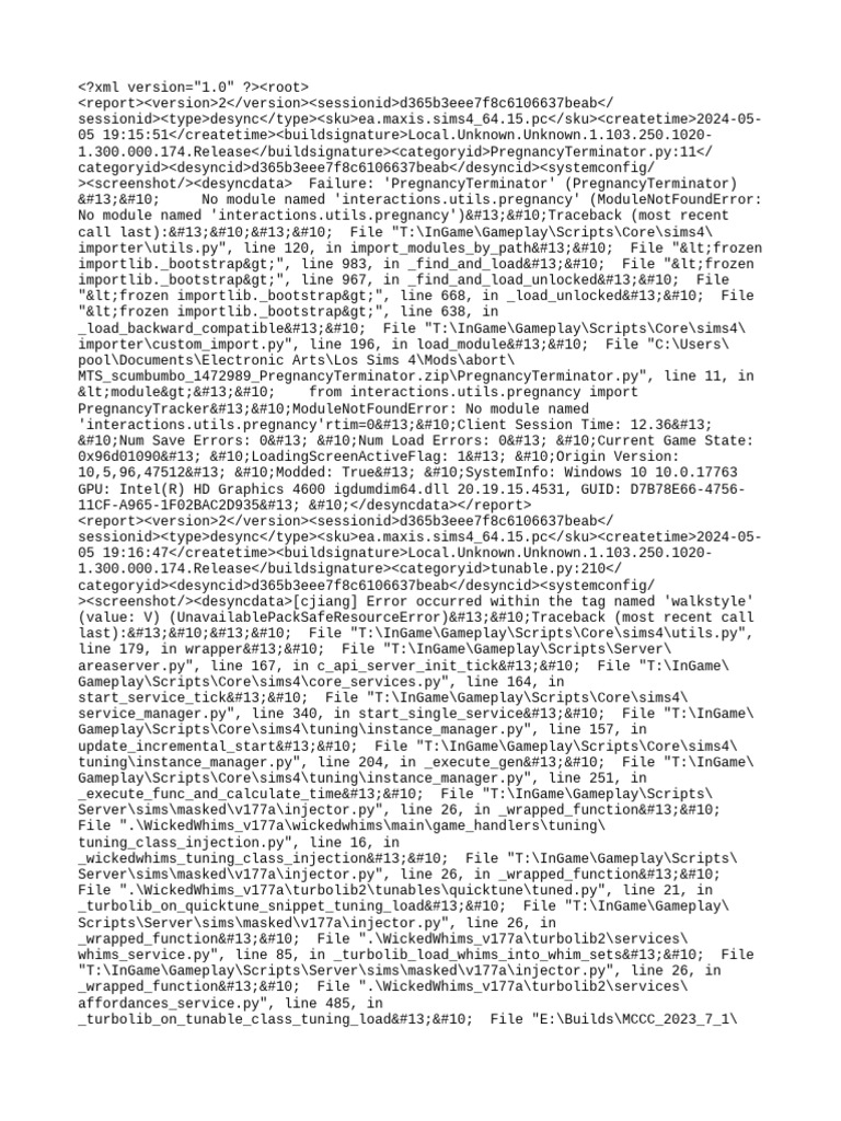 Sims 4 Tuning Injection Errors Report | PDF | Graphics Processing Unit ...