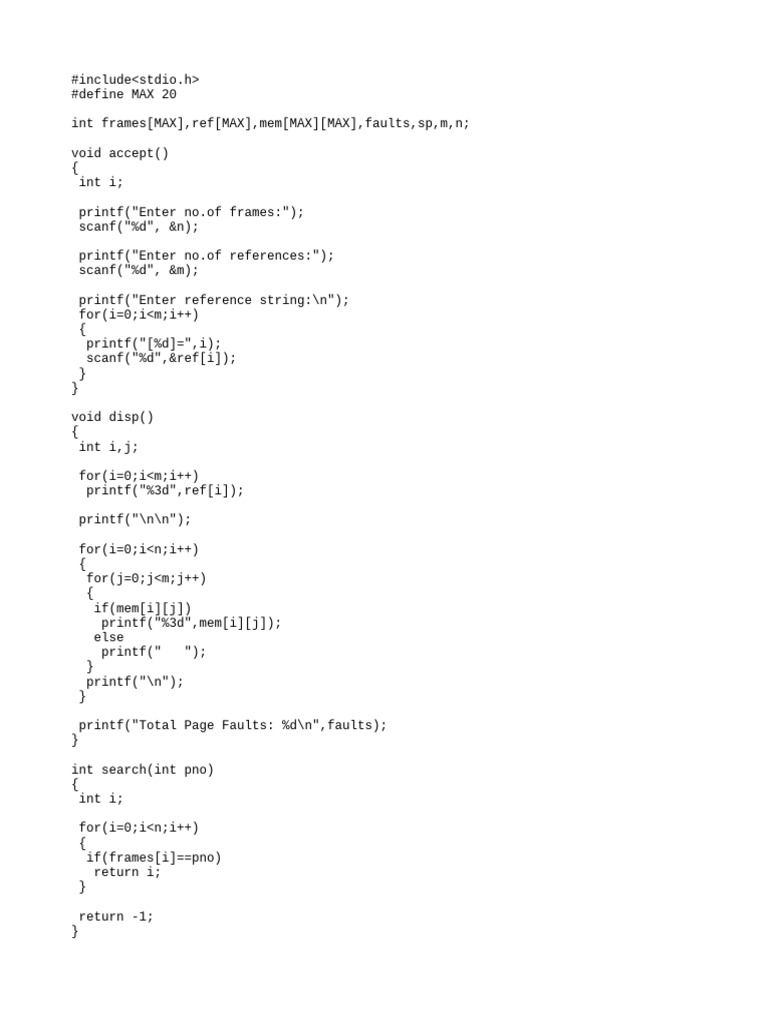 Fifo Page Replacement In C Pdf