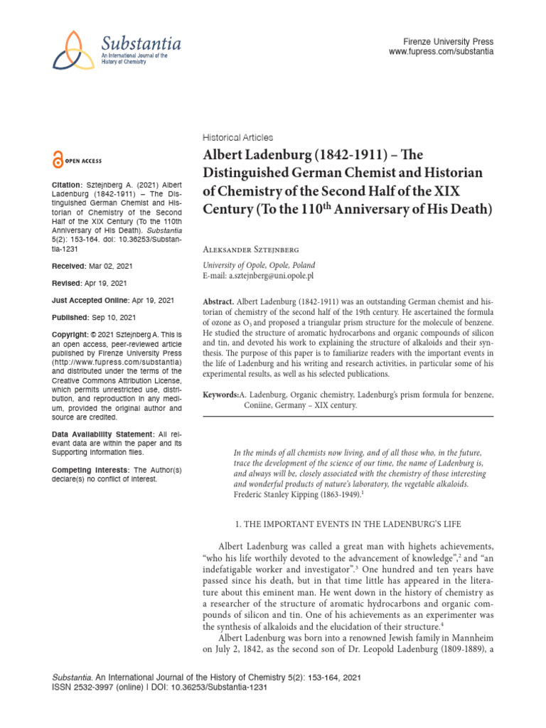 About Albert Ladenburg rpetrini,+OP04281 - 153-16 | PDF | Chemistry