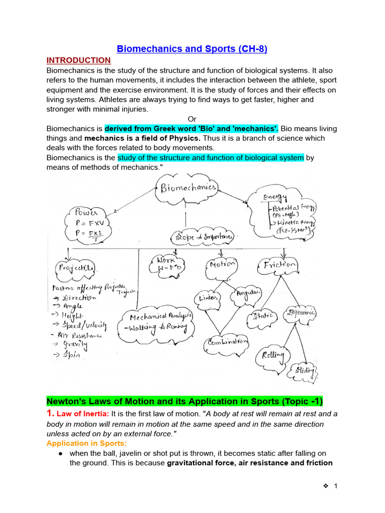 Ch-8 Biomechanics and Sports - 1 | PDF | Force | Friction