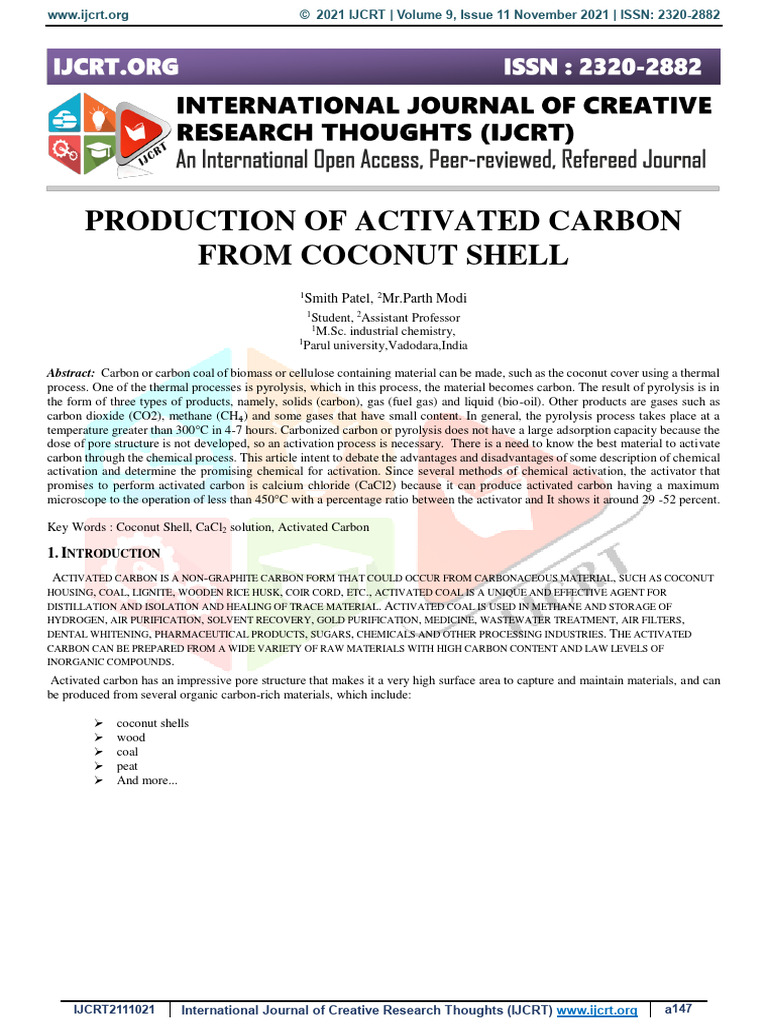 Activated Carbon from Coconut Shells | PDF | Titration | Chemistry