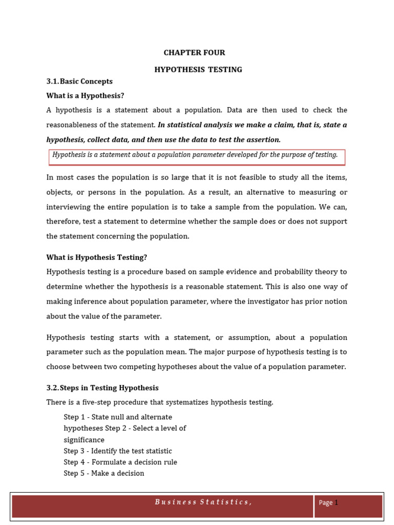 Hypothesis Testing in Statistics | PDF | Type I And Type Ii Errors ...