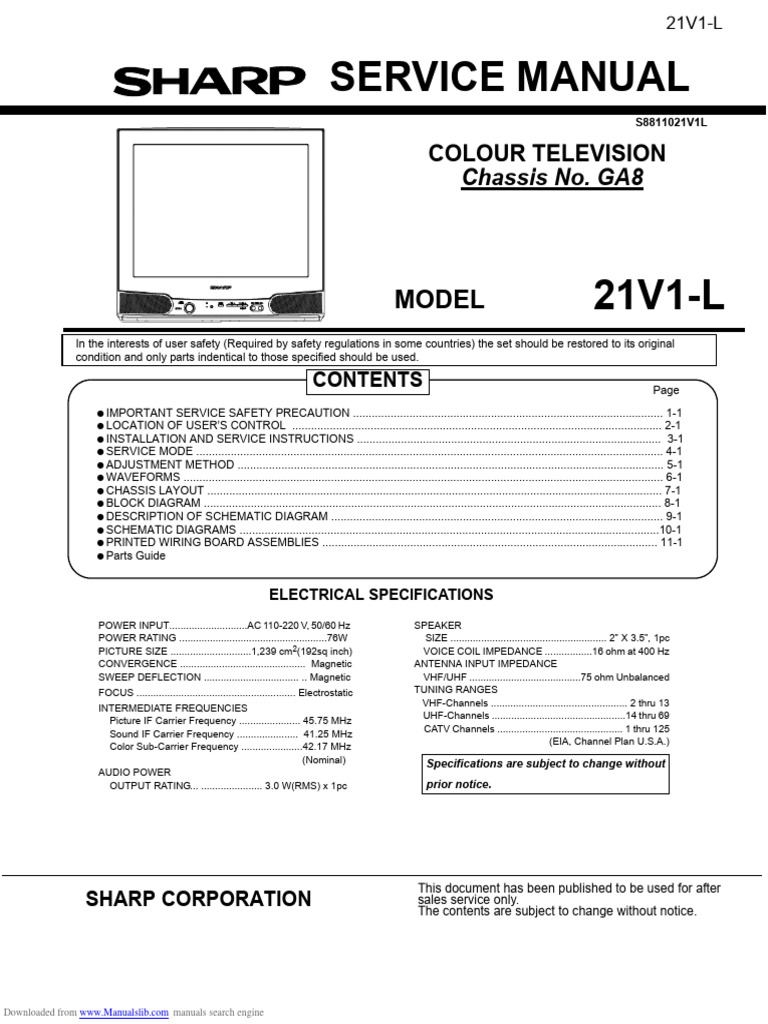 Manual S Sharp 21v1l | PDF | High Voltage | Vacuum Tube