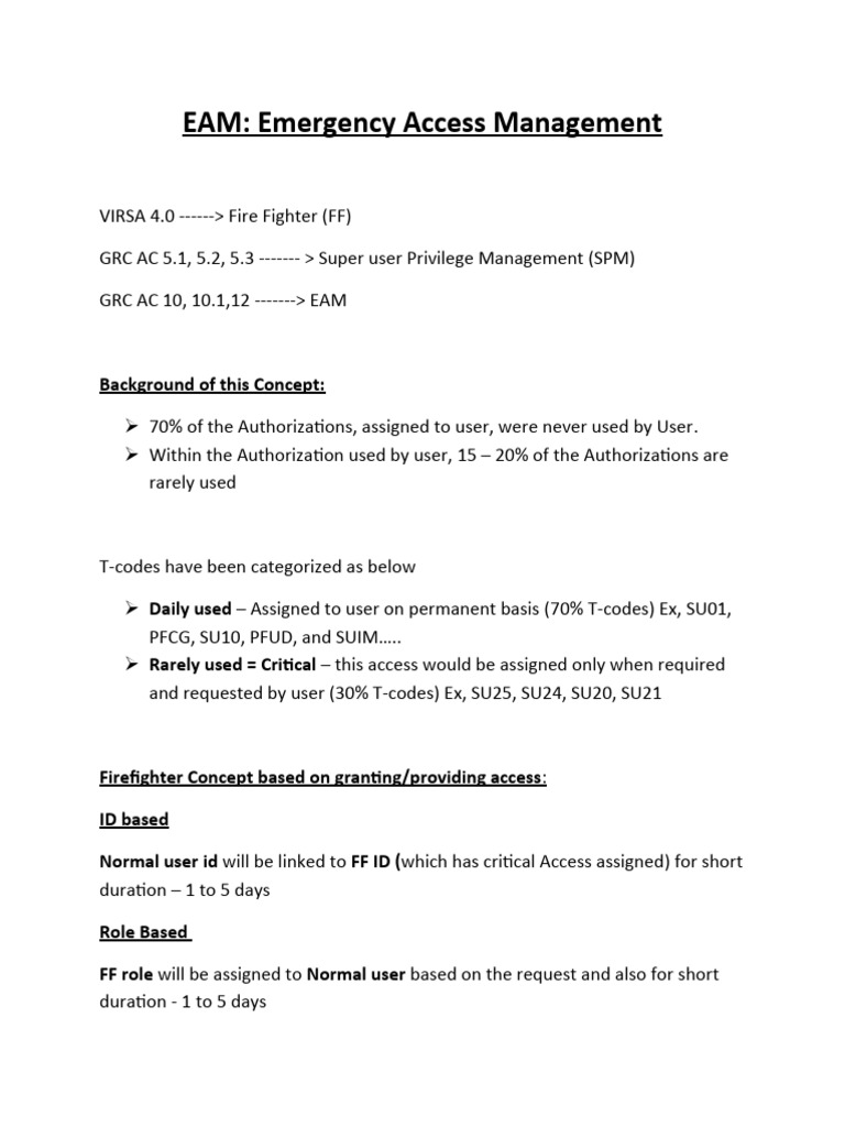 EAM: Emergency Access Management PDF Computing Information
